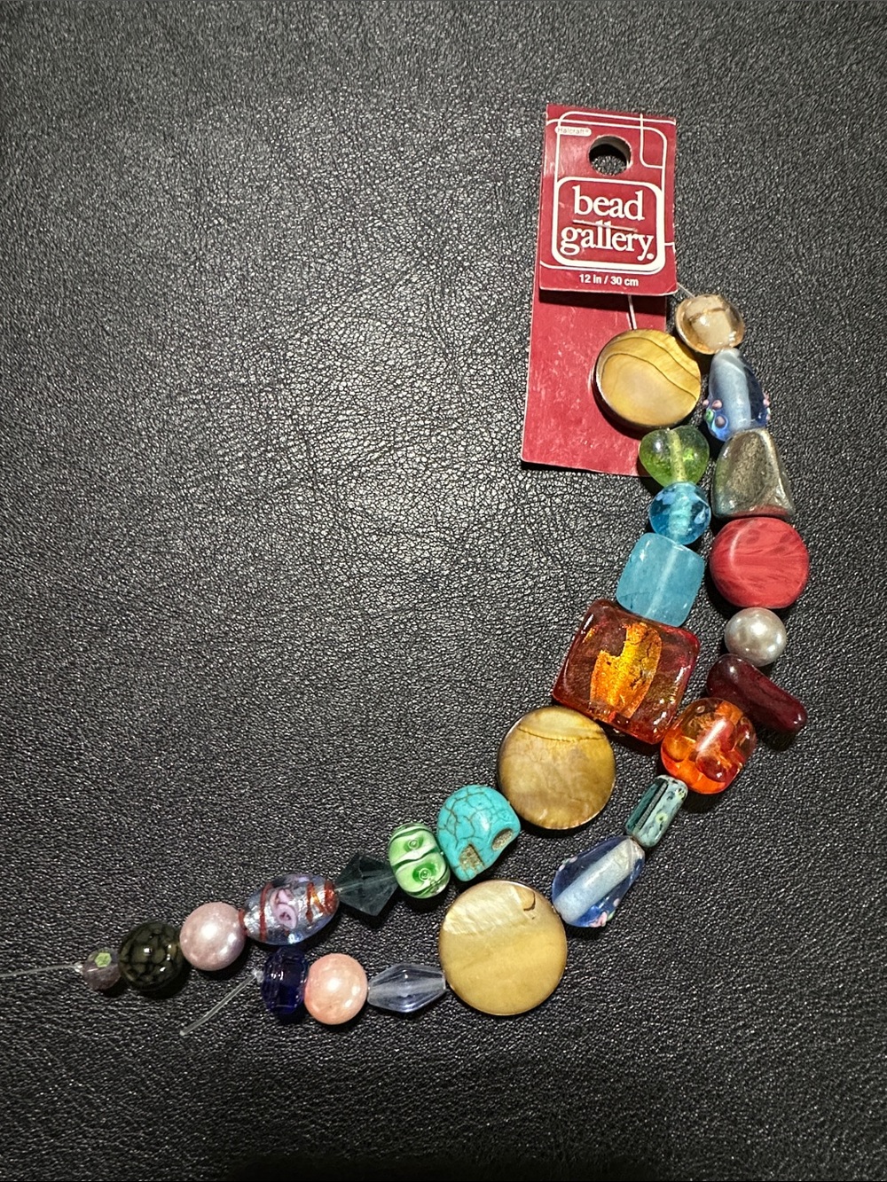 113.  Bead Gallery Multi Glass & Metal Mix 12” Bead Strand